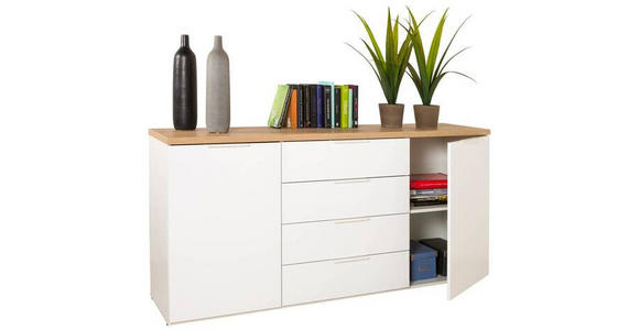 SIDEBOARD 170/82/44 cm  - Weiß Hochglanz/Schwarz, Basics, Holzwerkstoff/Kunststoff (170/82/44cm) - Carryhome