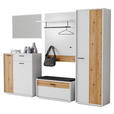 GARDEROBE 5-teilig  in 284/201/37 cm  - Eichefarben/Weiß, Design, Glas/Holzwerkstoff (284/201/37cm) - Xora