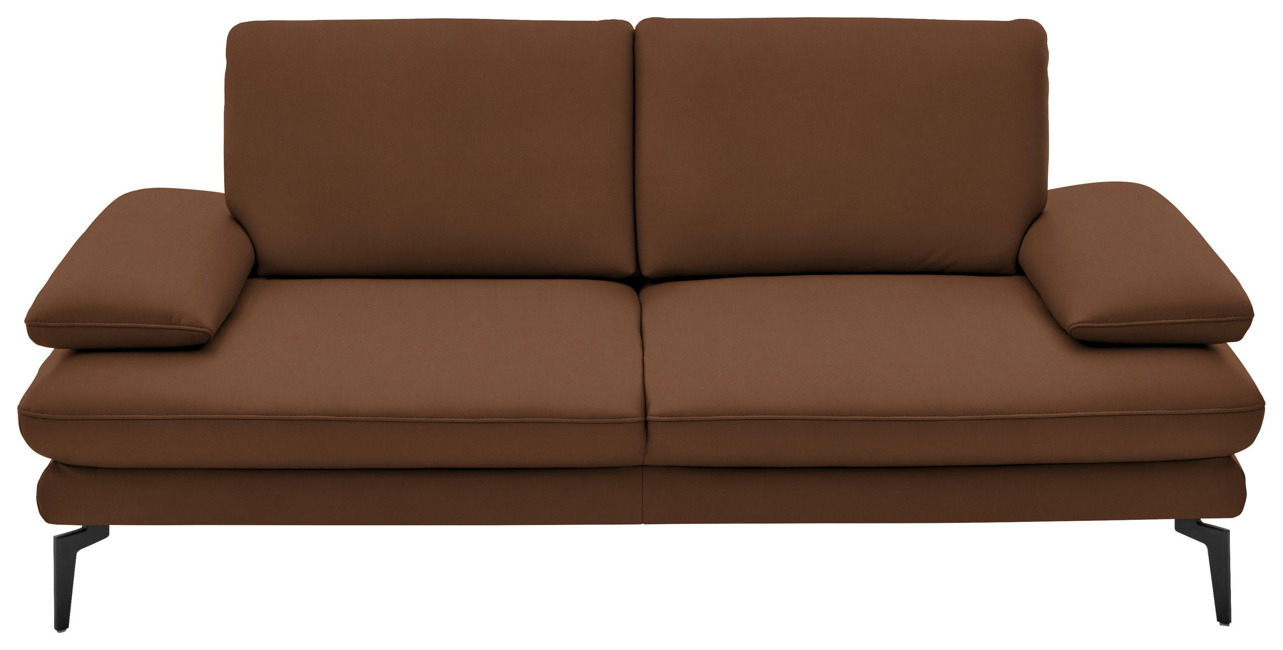 2,5-SITZER Echtleder Hellbraun  - Hellbraun/Schwarz, Design, Leder/Metall (196/86/104cm) - Dieter Knoll