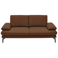 2,5-SITZER Echtleder Hellbraun  - Hellbraun/Schwarz, Design, Leder/Metall (196/86/104cm) - Dieter Knoll