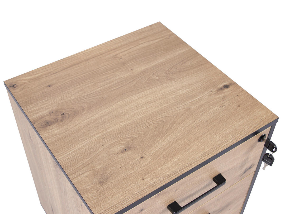 ROLLCONTAINER 43/56/42 cm  - Schwarz/Eiche Artisan, MODERN, Holzwerkstoff/Kunststoff (43/56/42cm) - Livetastic