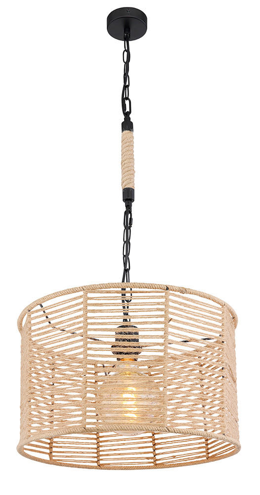 HÄNGELEUCHTE 40/120 cm - Schwarz/Braun, Natur, Naturmaterialien/Metall (40/120cm) - Globo