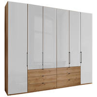 FALTTÜRENSCHRANK 250/236/58 cm 4-türig Weiß, Eiche Bianco  - Schieferfarben/Eiche Bianco, KONVENTIONELL, Glas/Holzwerkstoff (250/236/58cm) - Dieter Knoll