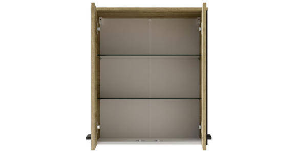 HÄNGESCHRANK 60/70/33 cm  - Eichefarben/Schwarz, Natur, Glas/Holzwerkstoff (60/70/33cm) - Xora