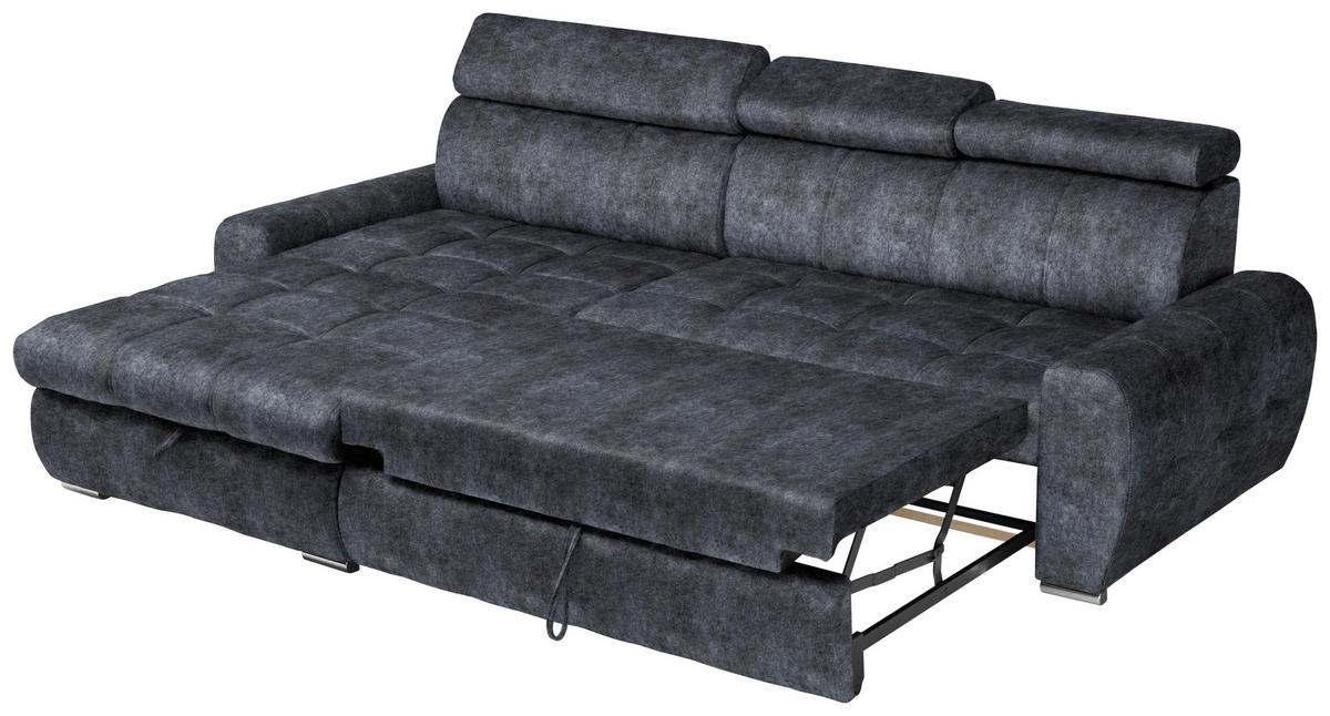 ECKSOFA in Velours Grau  - Chromfarben/Grau, Design, Kunststoff/Textil (173/276cm) - Stylife