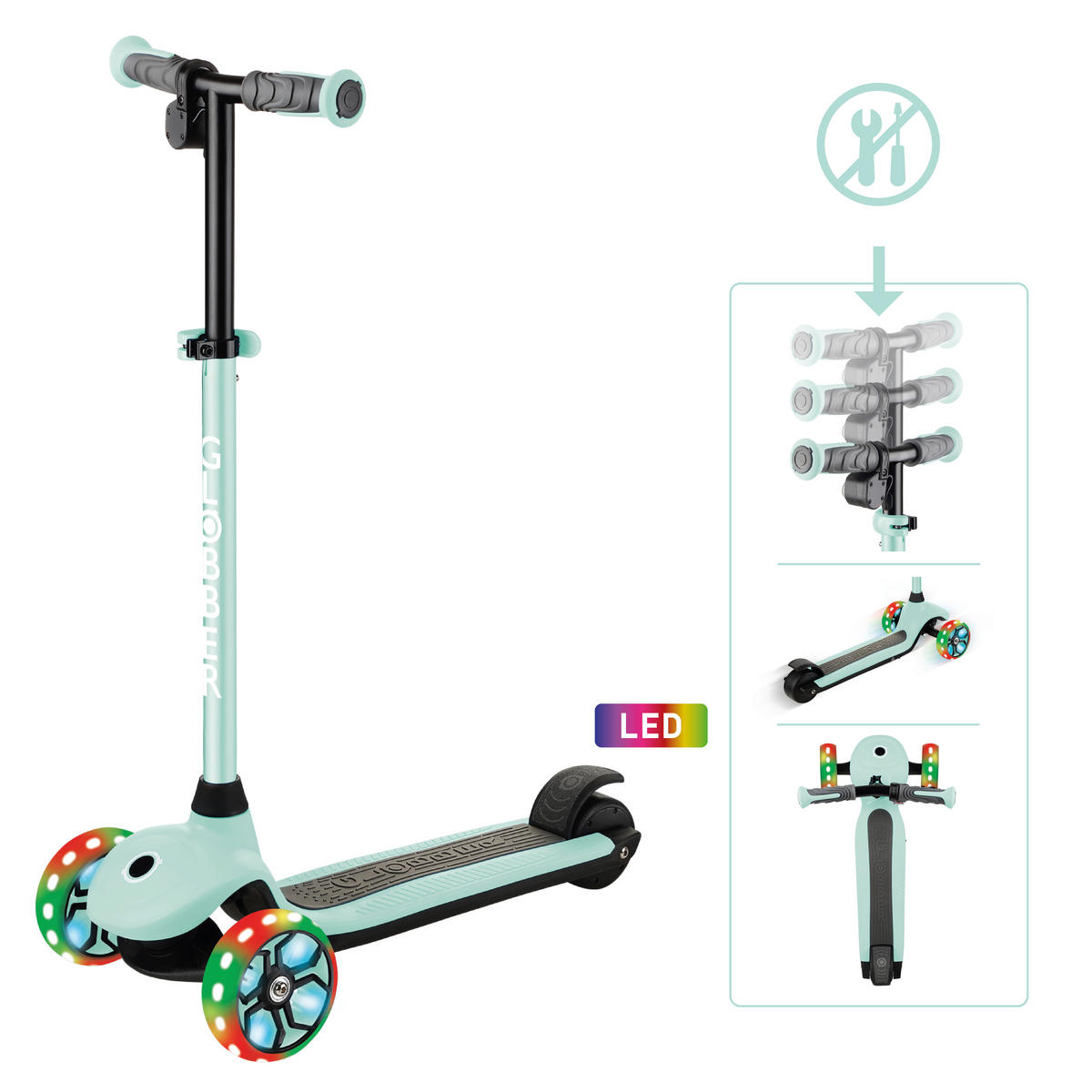 KINDERSCOOTER ONE K E-MOTION 4 PLUS  - Mintgrün, Basics, Kunststoff (62.0/29.0/76.0cm) - GLOBBER