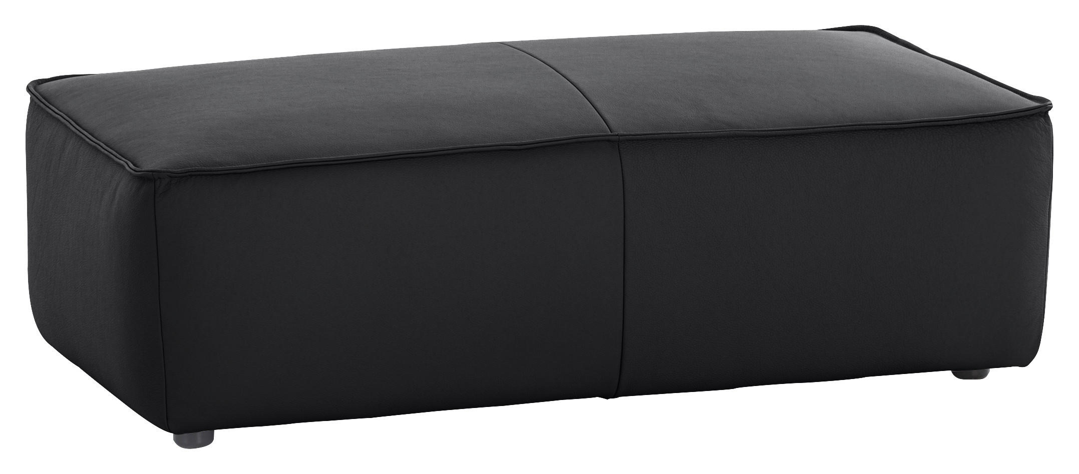 HOCKER in Leder Schwarz  - Schwarz, Modern, Leder/Kunststoff (120/39/60cm) - W.Schillig