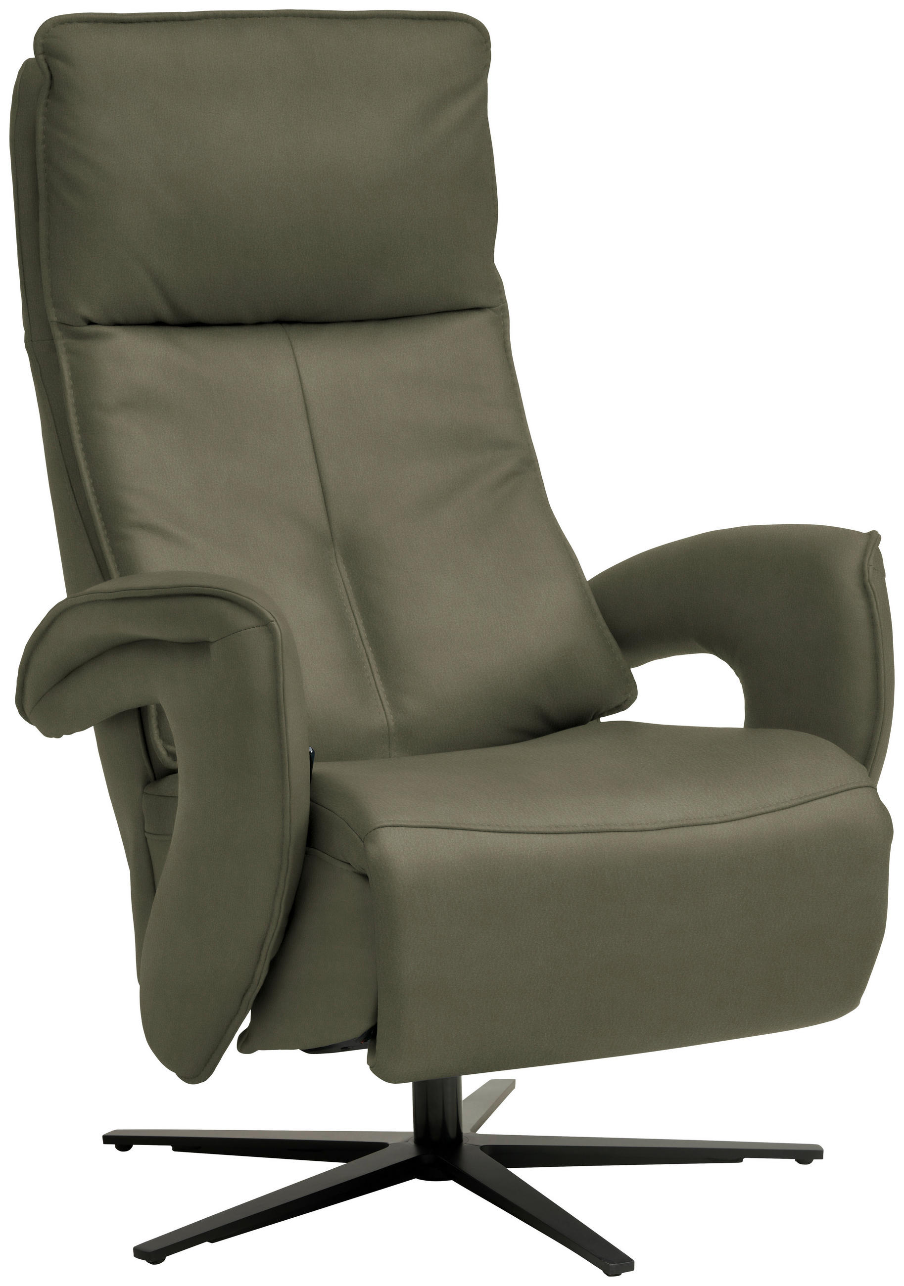 RELAXSESSEL in Leder Graugrün  - Schwarz/Graugrün, Design, Leder/Metall (77/119/87cm) - Valdera