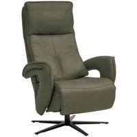 RELAXSESSEL in Leder Graugrün  - Schwarz/Graugrün, Design, Leder/Metall (77/119/87cm) - Valdera