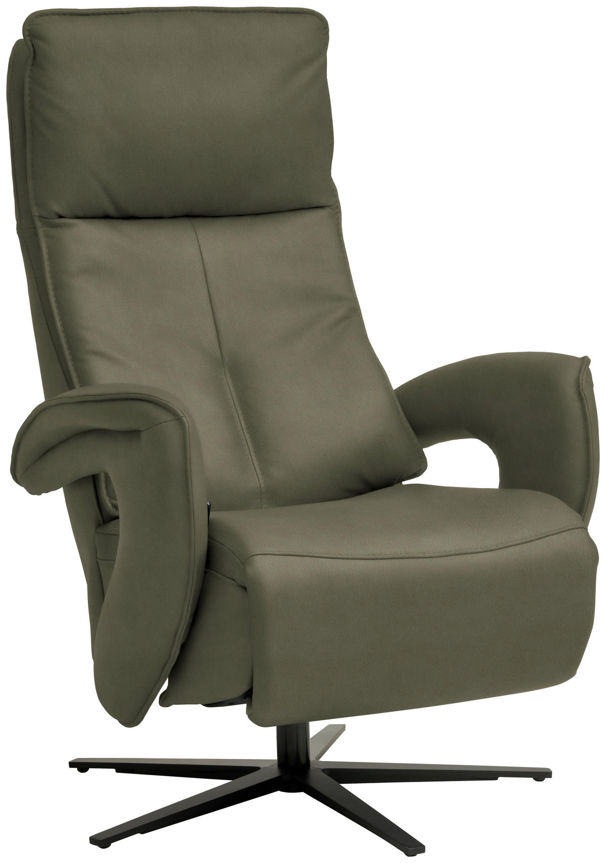 RELAXSESSEL in Leder Graugrün  - Schwarz/Graugrün, Design, Leder/Metall (77/119/87cm) - Valdera
