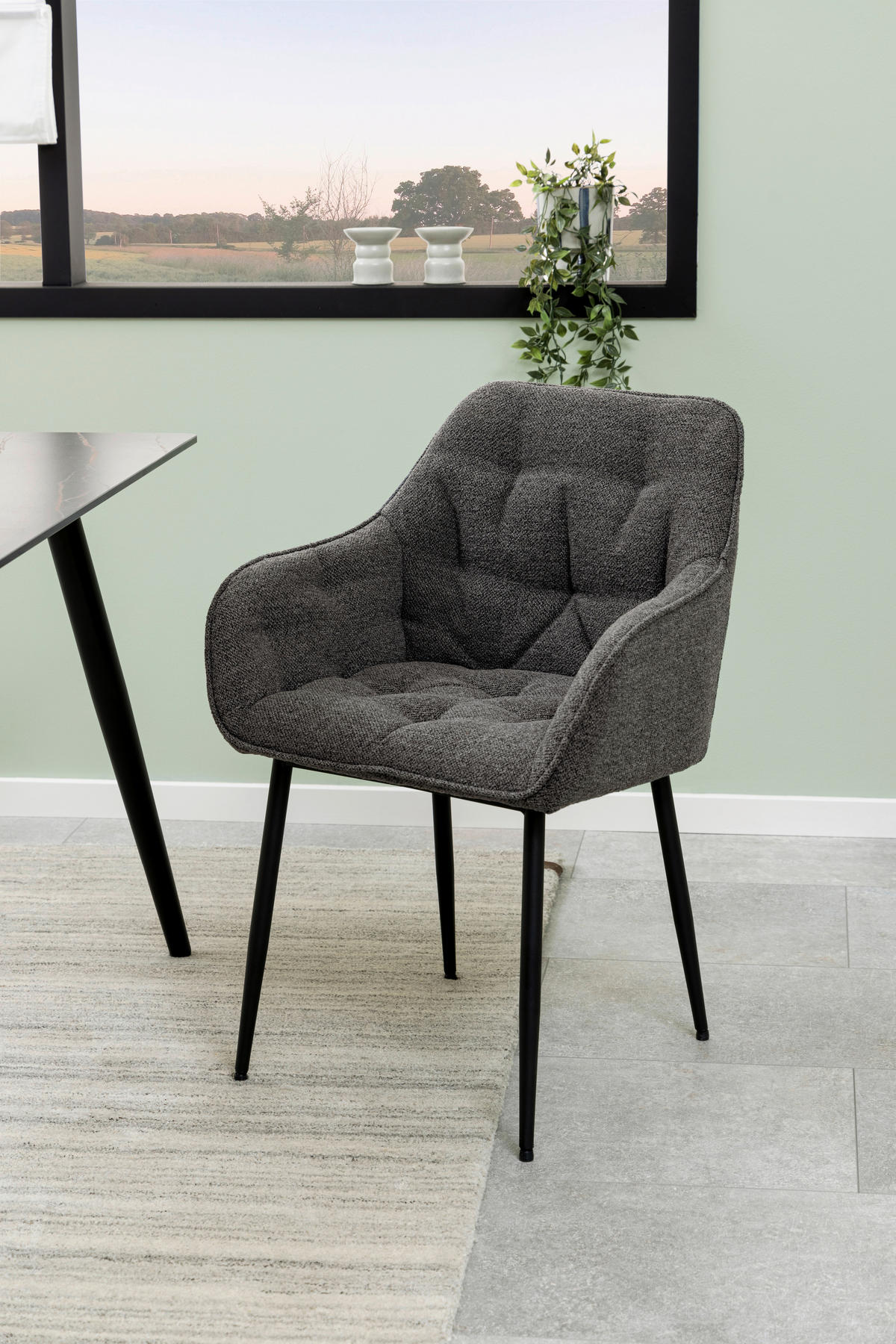 ŽIDLE S PODRUČKAMI, buklé, šedá - šedá/černá, Moderní, kov/textil (58/83/55cm) - MID.YOU
