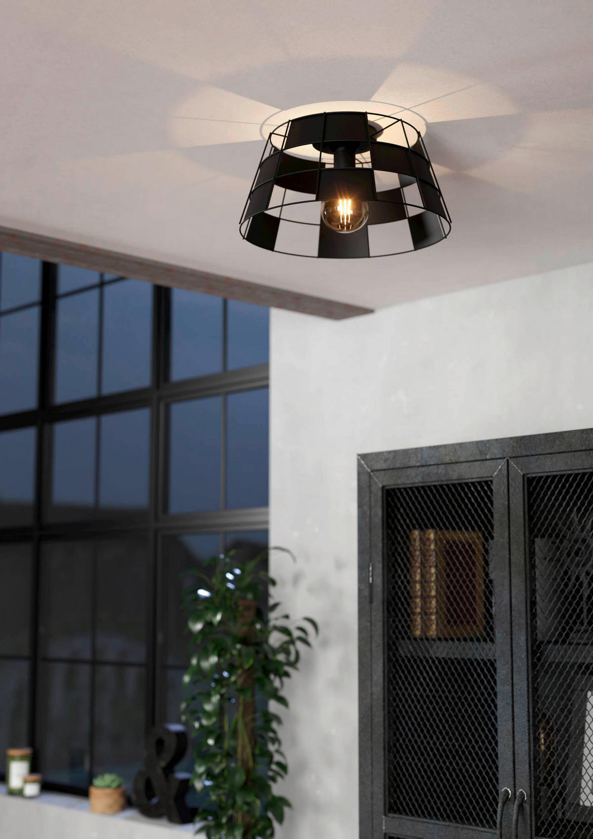 DECKENLEUCHTE  42/20,5 cm    - Schwarz, Design, Metall (42/20,5cm) - Eglo