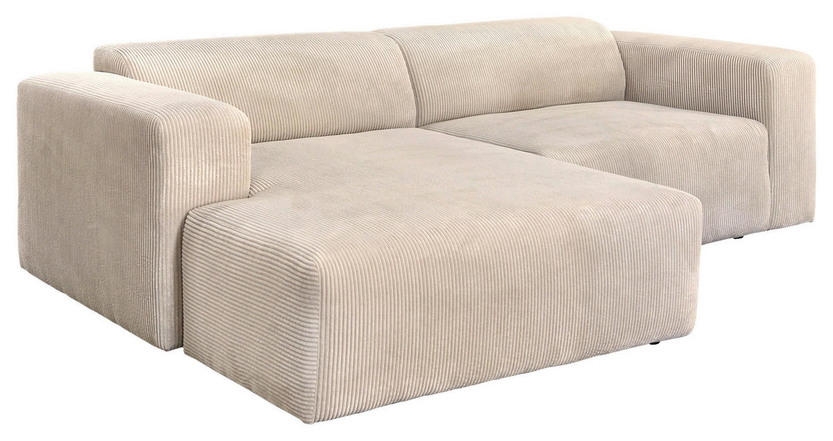 ECKSOFA in Cord Creme  - noir/crème, Design, textile/matière synthétique (175/298cm) - P & B