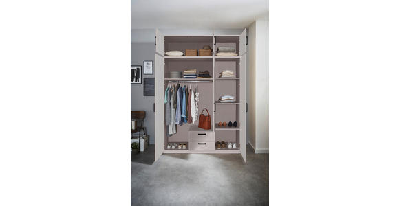 DREHTÜRENSCHRANK  in Kaschmir  - Kaschmir/Schwarz, Basics, Holzwerkstoff/Metall (157/194/54cm) - Xora
