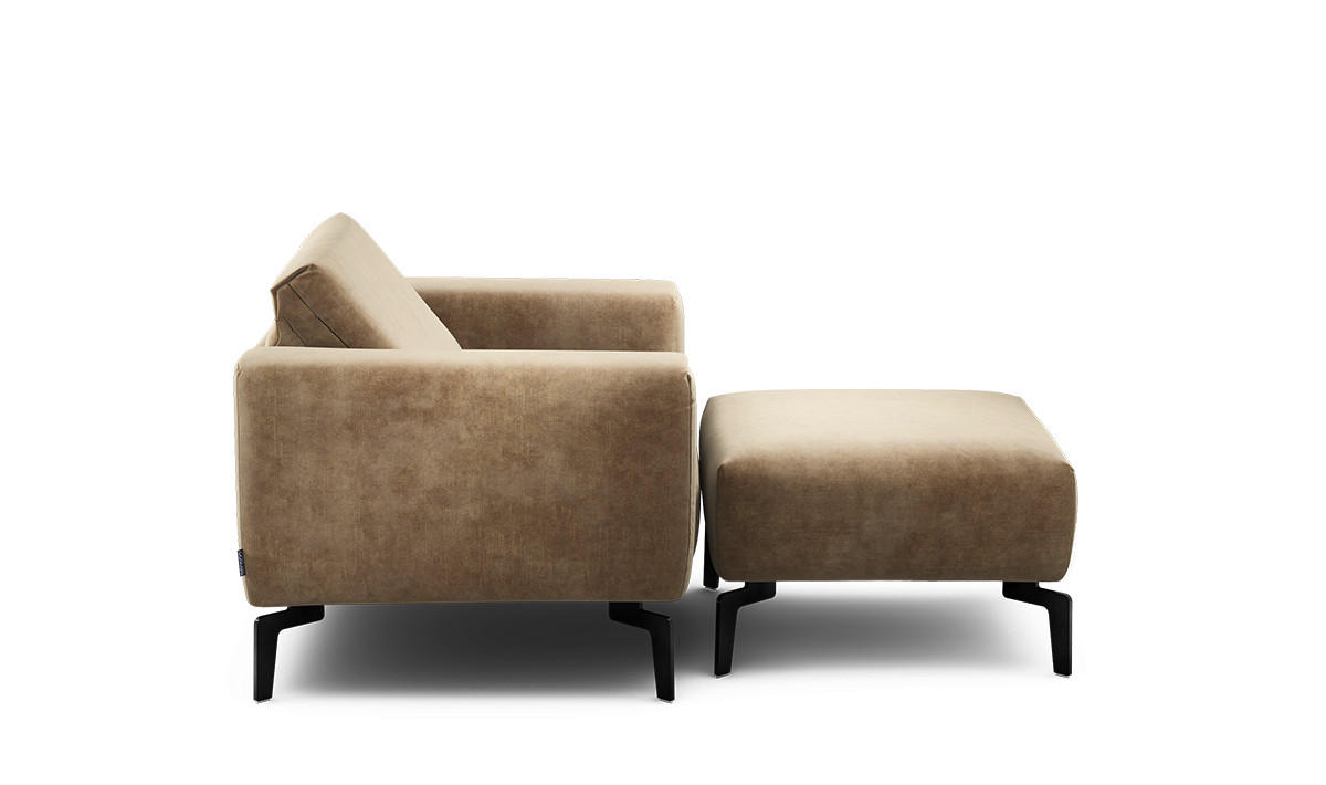 SESSELSET in Samt Sandfarben  - Sandfarben/Schwarz, Design, Textil/Metall (110/85/86-94cm) - SENSOO