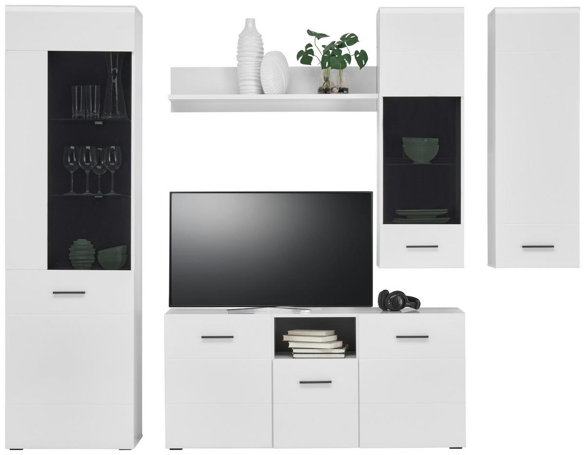 TV DIEL, biela, antracitová, 140/64/42 cm - biela/antracitová, Modern, kompozitné drevo/plast (140/64/42cm) - Hom`in