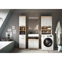 BADEZIMMER 4-teilig  in 160 cm  - Weiß Hochglanz/Silberfarben, MODERN, Glas/Holzwerkstoff (160cm) - MID.YOU