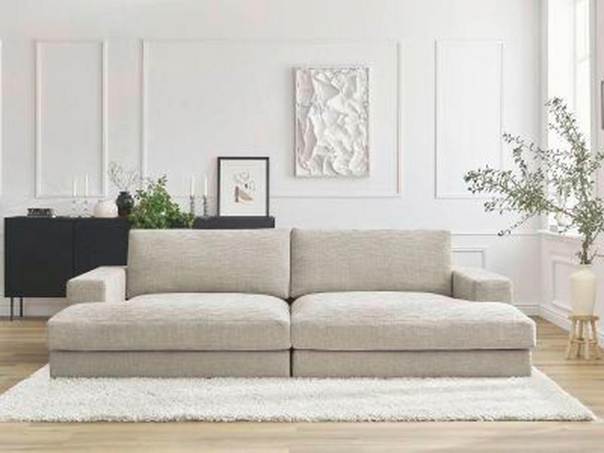 BIGSOFA LEONARD Struktur Beige  - Beige/Schwarz, MODERN, Kunststoff/Textil (274/77/159cm)