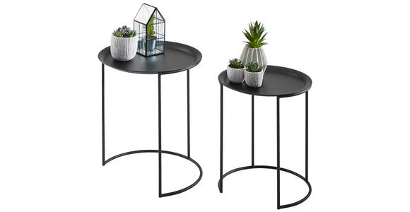 SATZTISCH 40,5/34/40,5/34/45/40 cm Schwarz rund  - Schwarz, Trend, Metall (40,5/34/40,5/34/45/40cm) - Landscape