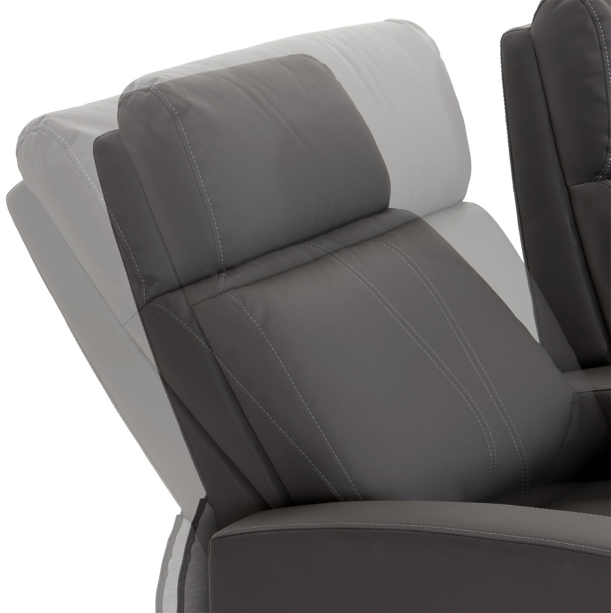 HEIMKINO-SOFA Lederlook Grau  - Schwarz/Grau, KONVENTIONELL, Kunststoff/Textil (128/100/87cm) - MID.YOU