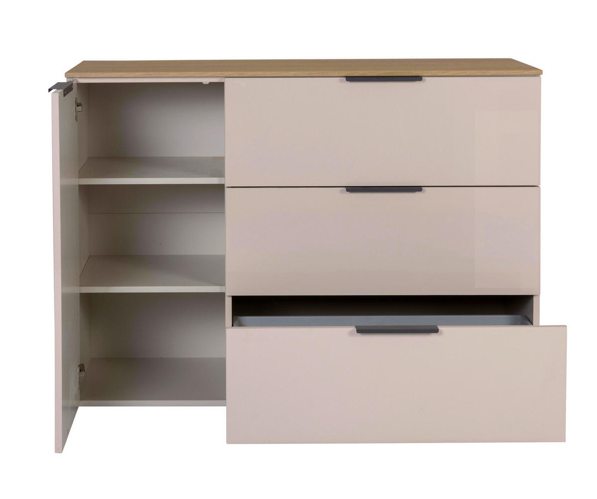KOMODA, barve hrasta, kašmir  - črna/kašmir, Design, kovina/umetna masa (119,5/80,5/44,4cm) - Carryhome