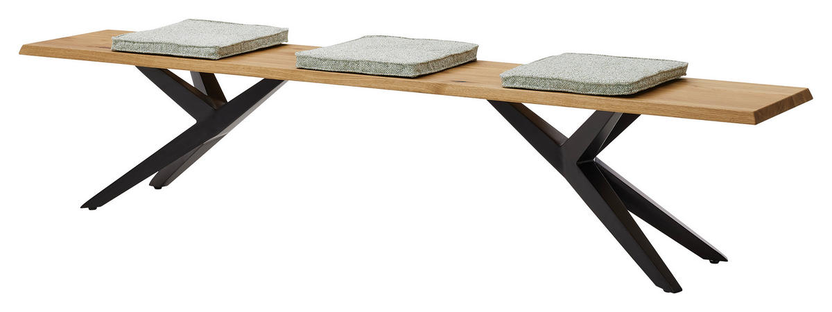 SITZBANK 200/40/46 cm Eichefarben Eiche massiv Metall  - Eichefarben/Schwarz, KONVENTIONELL, Holz/Metall (200/40/46cm) - Musterring