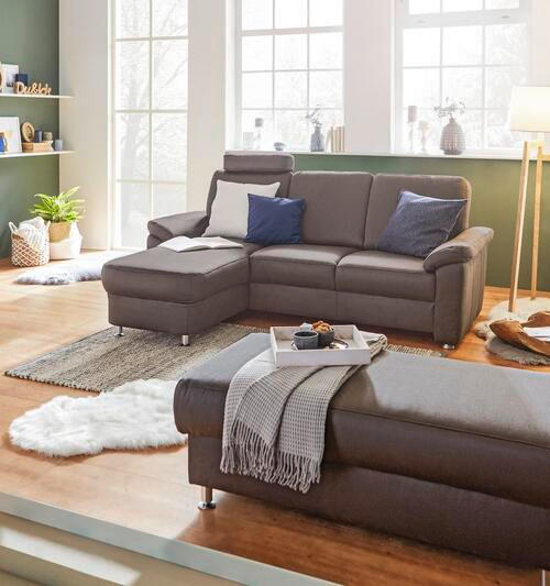ECKSOFA in Webstoff Dunkelgrau  220/163 cm  - Chromfarben/Dunkelgrau, KONVENTIONELL, Textil/Metall (220/163cm) - Beldomo System