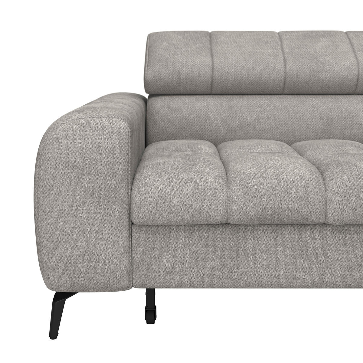 ECKSOFA VOLF Hellgrau Flachgewebe  - Hellgrau/Schwarz, Trend, Kunststoff/Textil (261/203cm) - Livetastic