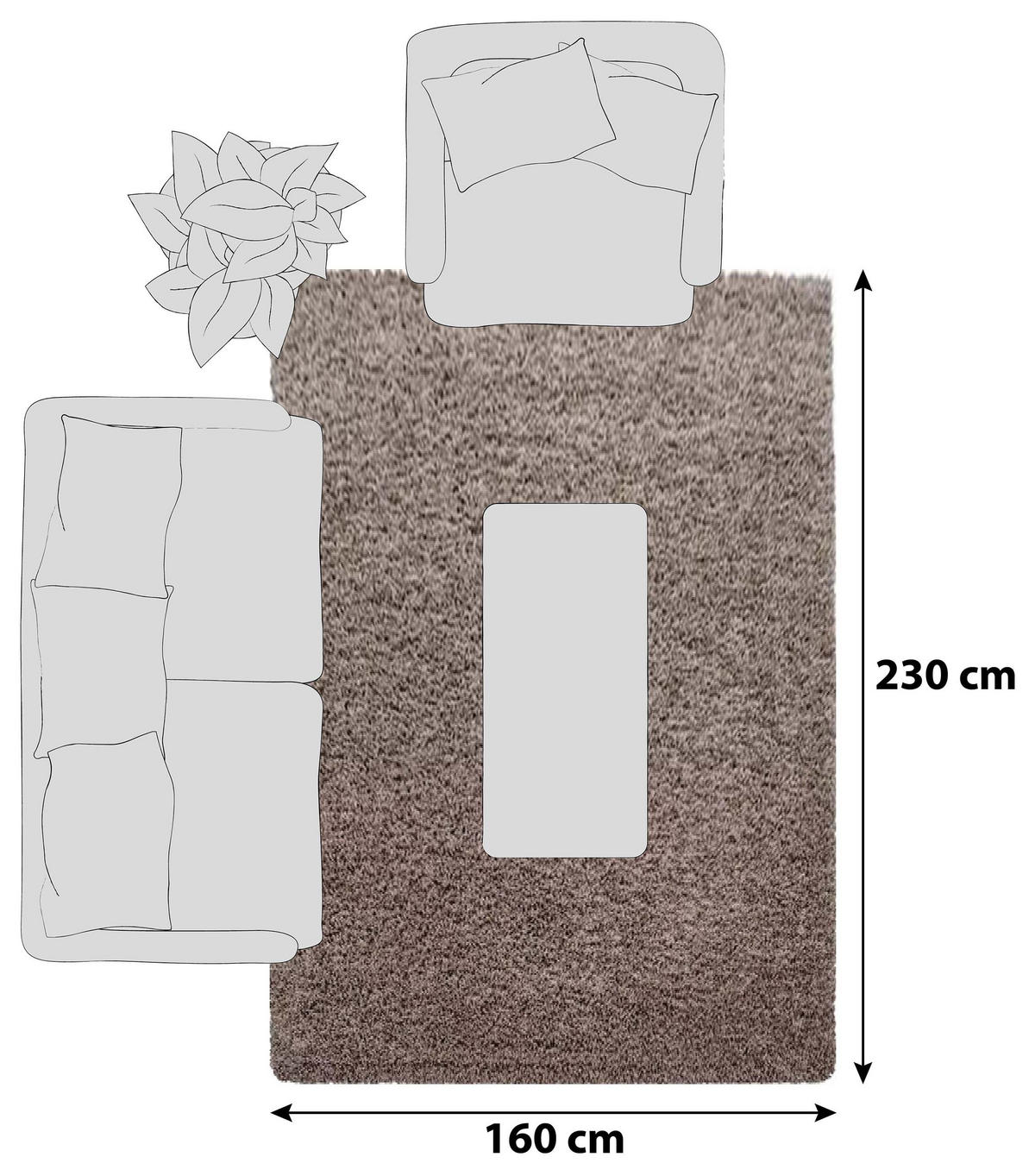 HOCHFLORTEPPICH 160/230 cm Dream 4000 Hellbraun  - Hellbraun, KONVENTIONELL, Textil (160/230cm) - Novel