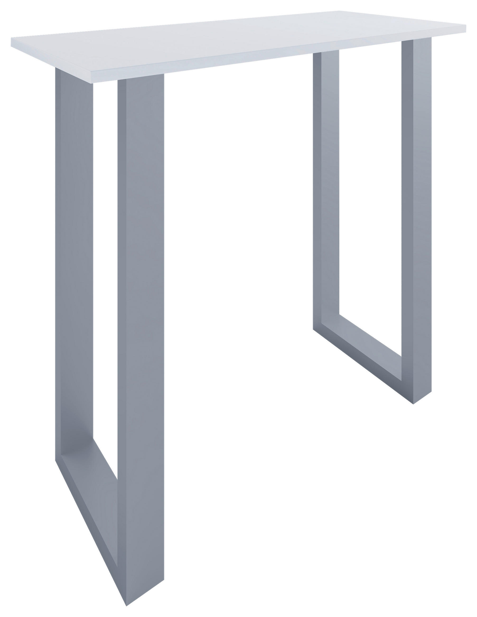 BARTISCH rechteckig Silberfarben, Weiß  - Silberfarben/Weiß, KONVENTIONELL, Holzwerkstoff/Metall (110/102/50cm)