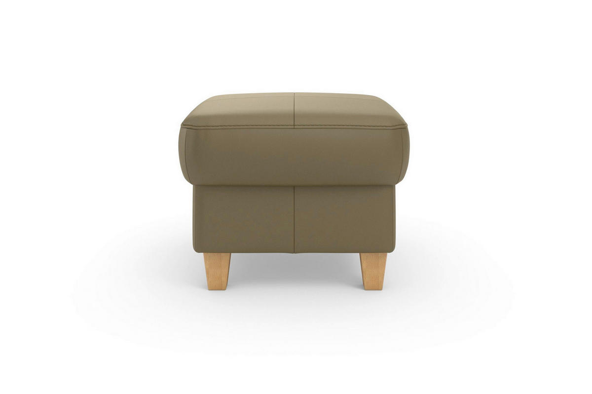 TABURETKA, koža, 58/48/58 cm - olivovozelená/farba duba, Basics, koža/drevo (58/48/58cm) - Sit & More