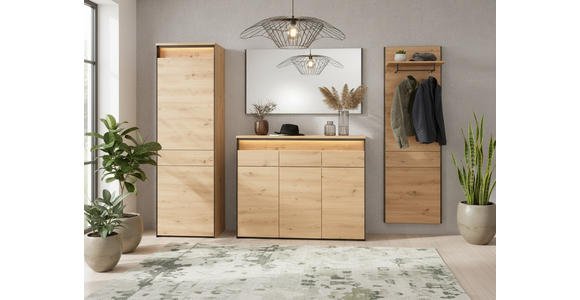 GARDEROBE 4-teilig  in 248/200/38 cm  - Schwarz/Eiche Artisan, KONVENTIONELL, Glas/Holzwerkstoff (248/200/38cm) - Voleo