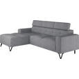 ECKSOFA Grau Chenille  - Schwarz/Grau, KONVENTIONELL, Textil/Metall (178/264cm) - Hom`in