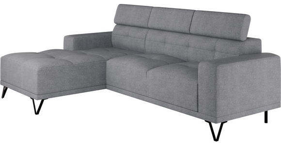 ECKSOFA Grau Chenille - Schwarz/Grau, KONVENTIONELL, Textil/Metall (178/264cm) - Hom`in