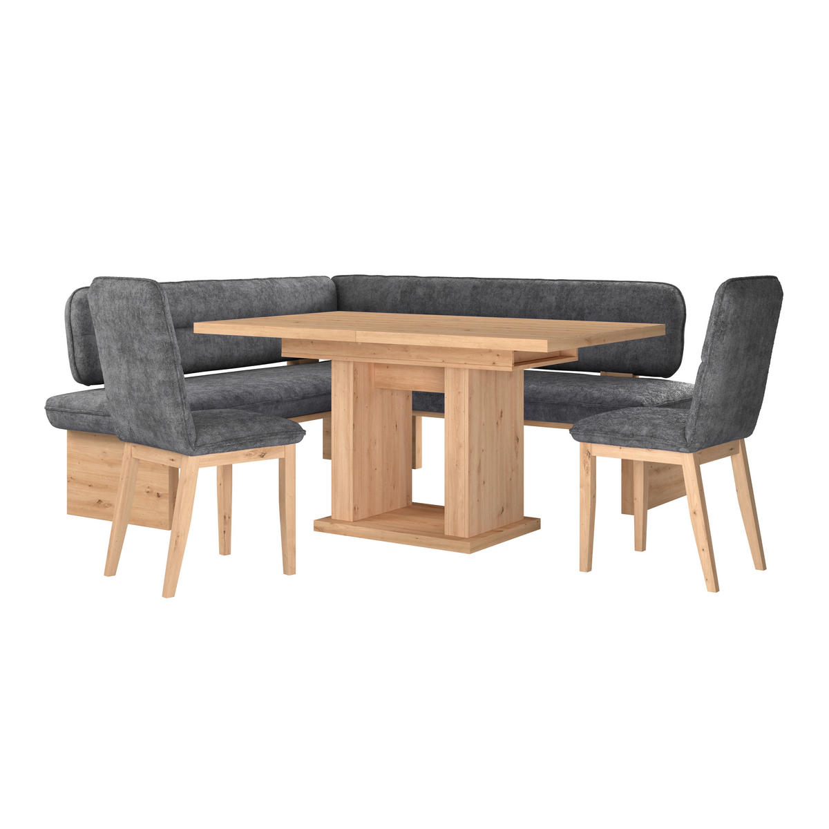 ECKBANK 170/232 cm Webstoff Schwarz Eiche Sperrholz   - Eichefarben/Schwarz, KONVENTIONELL, Holz/Textil (170/232cm) - James Wood