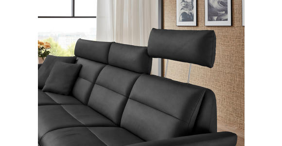 ECKSOFA in Echtleder Anthrazit  169/298 cm  - Anthrazit/Schwarz, Design, Leder/Metall (169/298cm) - Dieter Knoll