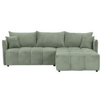 ECKSOFA Salbeigrün Plüsch Zierkissen, Rückenkissen, Bettkasten, Schlaffunktion, Rücken echt, Liegefläche im Originalstoff  - Salbeigrün/Schwarz, KONVENTIONELL, Kunststoff/Textil (253/192cm) - Carryhome
