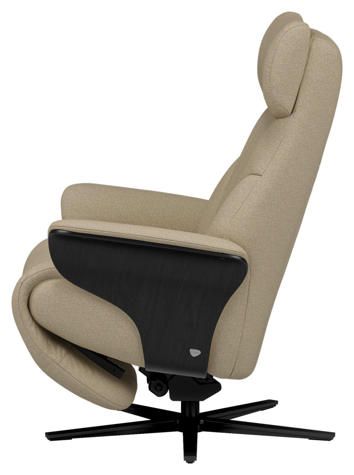 RELAXSESSEL Flachgewebe Relaxfunktion, Kopfteilverstellung, Fußteilverstellung, Rücken echt    - Beige/Schwarz, Design, Holz/Textil (86/116/87cm) - Stressless