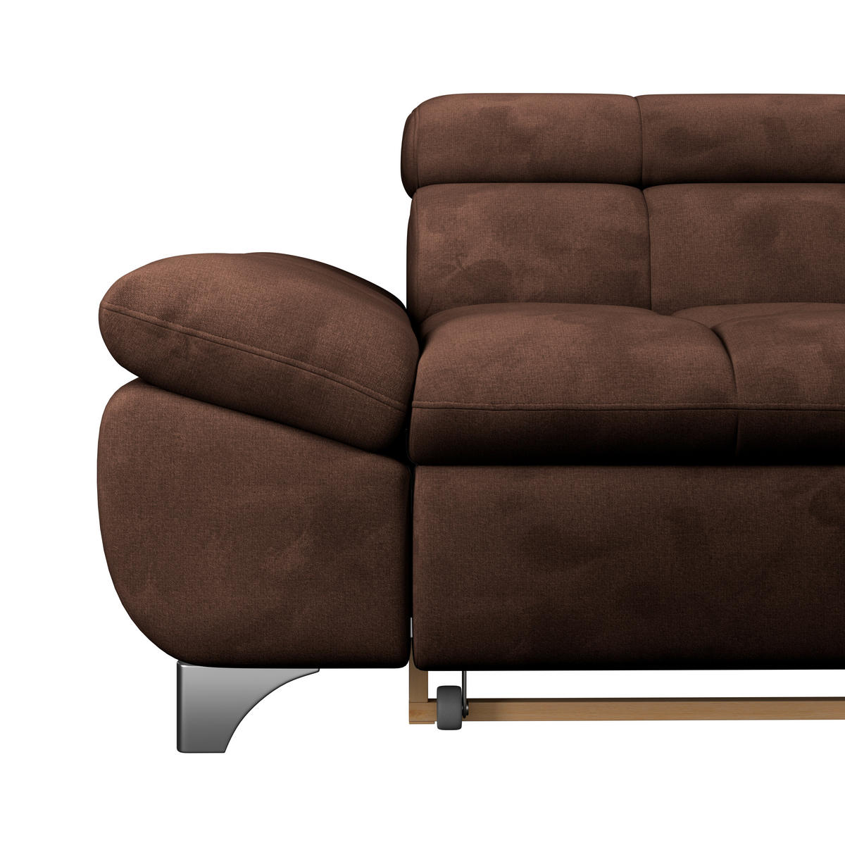 ECKSOFA Braun Chenille  - Chromfarben/Braun, KONVENTIONELL, Textil/Metall (312/234cm) - Livetastic