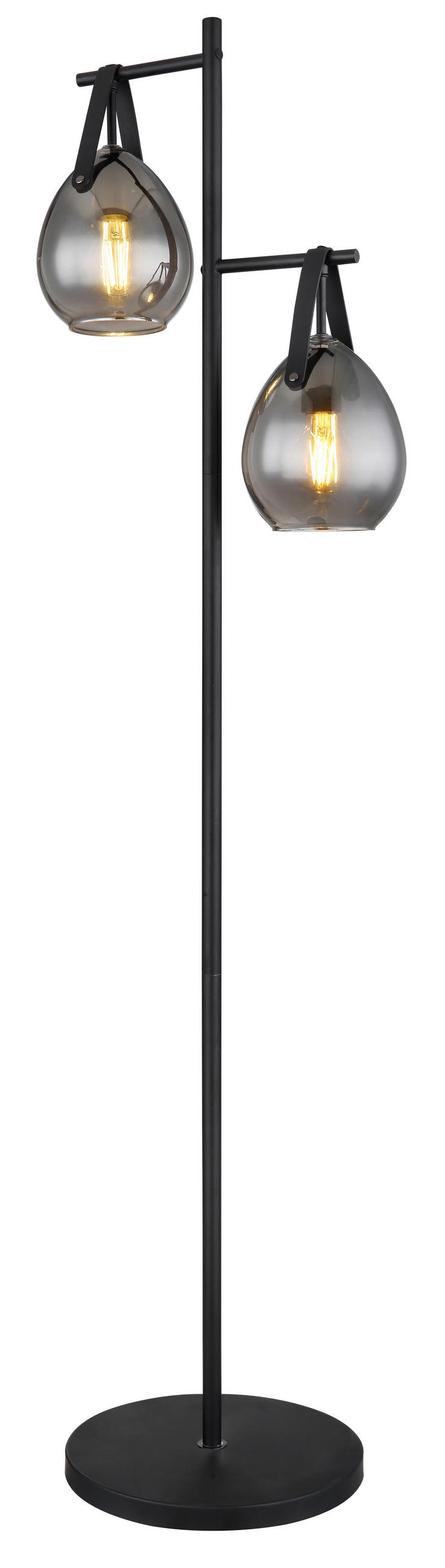 STEHLEUCHTE - Schwarz, Design, Glas/Metall (39/30/143cm) - Globo