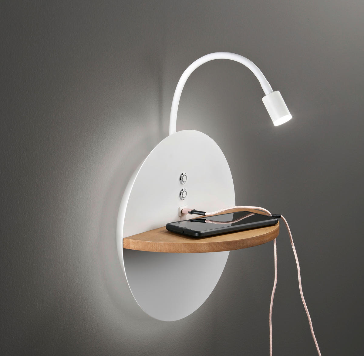 LED-WANDLEUCHTE 30/62 cm   - Weiß, Design, Holz/Metall (30/62cm) - Fabas Luce