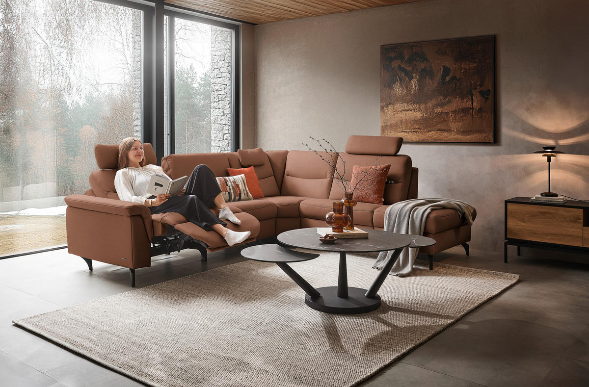 ECKSOFA  in Echtleder Haselnussfarben  280/249 cm  - Anthrazit/Haselnussfarben, Design, Leder/Metall (280/249cm) - Himolla Komfortklass