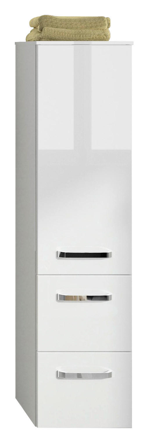 Sadena Midischrank Serie 4010 Weiß, Weiß Hochglanz 30x121x33 cm
