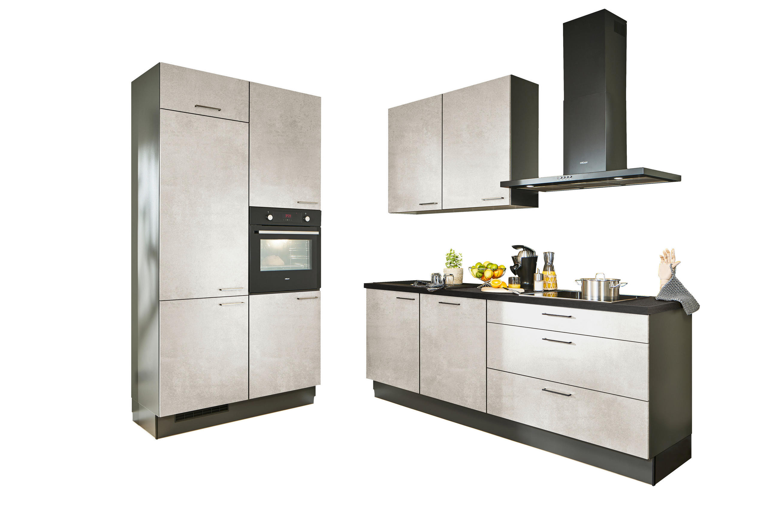 ECKKÜCHE XO 10 120/220 cm  in Graphitfarben, Schwarz, Weiß  - Chromfarben/Schwarz, Design, Holzwerkstoff/Metall (120/220cm) - Xora