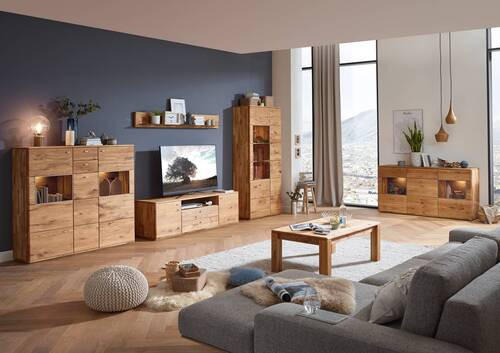 SIDEBOARD Denver  in 175/90/45 cm  - Champagner/Eichefarben, KONVENTIONELL, Glas/Holz (175/90/45cm) - Linea Natura