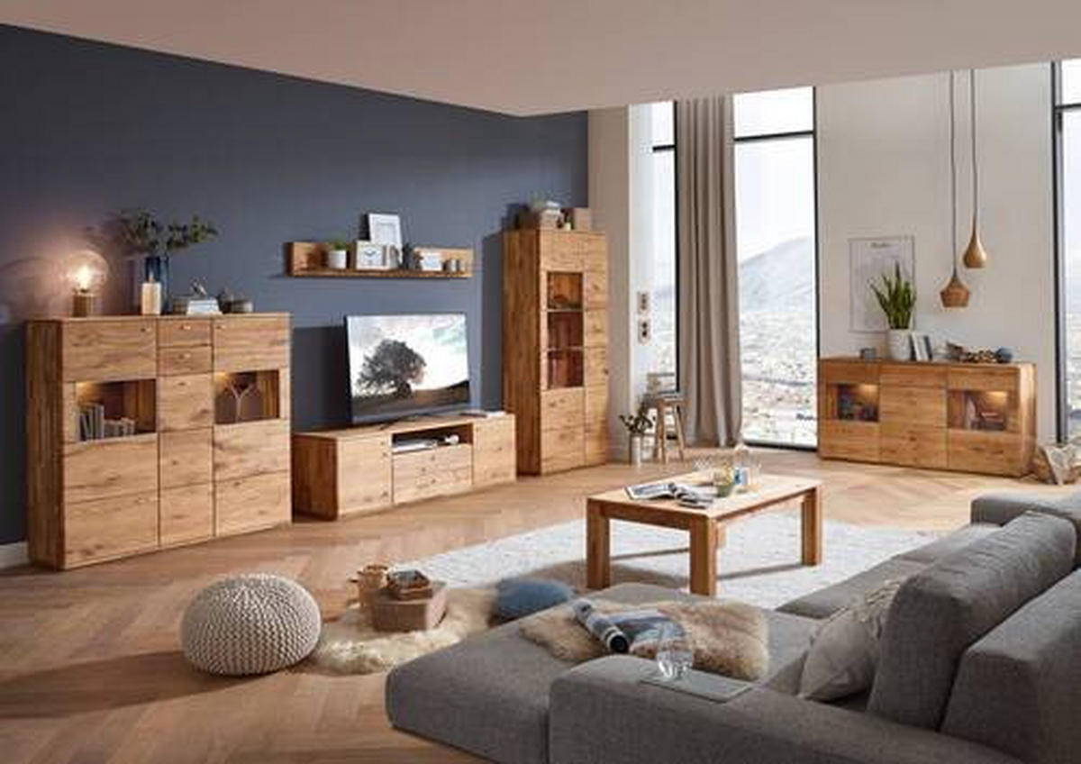 SIDEBOARD Denver  in 175/90/45 cm  - Champagner/Eichefarben, KONVENTIONELL, Glas/Holz (175/90/45cm) - Linea Natura