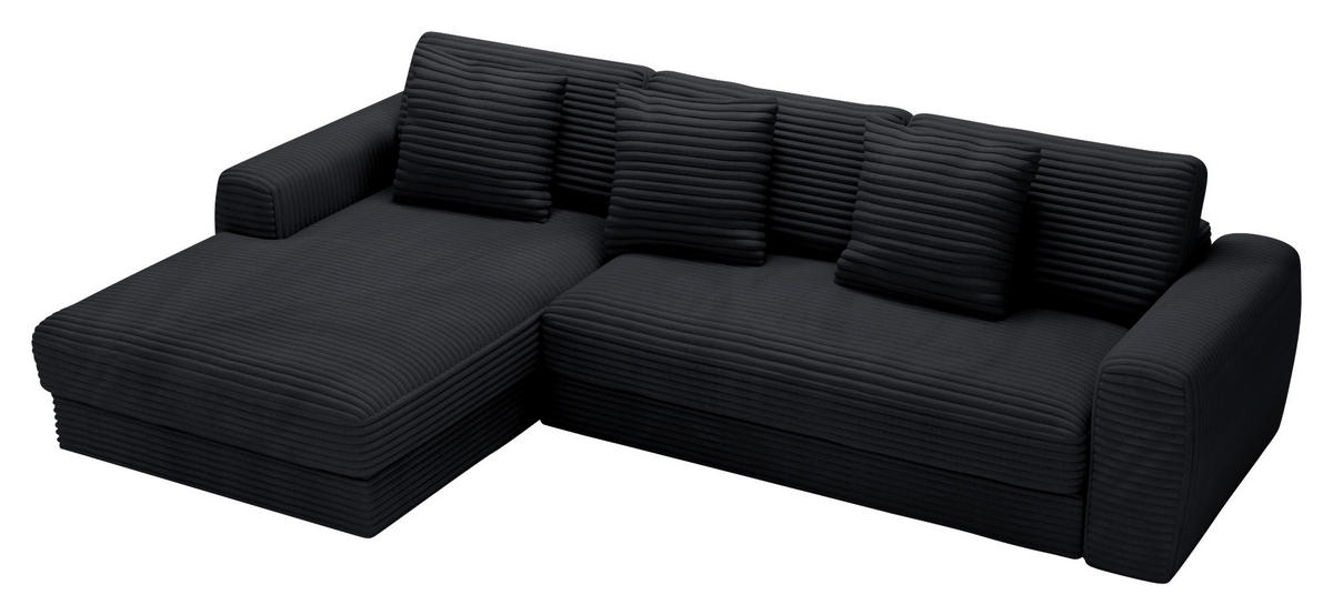 ECKSOFA in Cord Schwarz  - Schwarz, Modern, Kunststoff/Textil (182/302cm) - Carryhome
