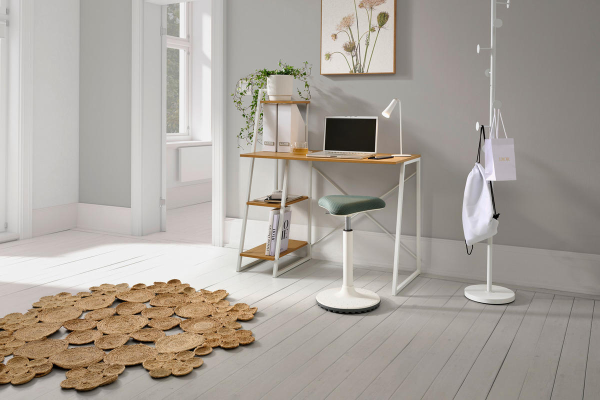 PISALNA MIZA kovina, leseni material bela, barve hrasta  - barve hrasta/bela, Moderno, kovina/leseni material (102/117/50cm) - MID.YOU