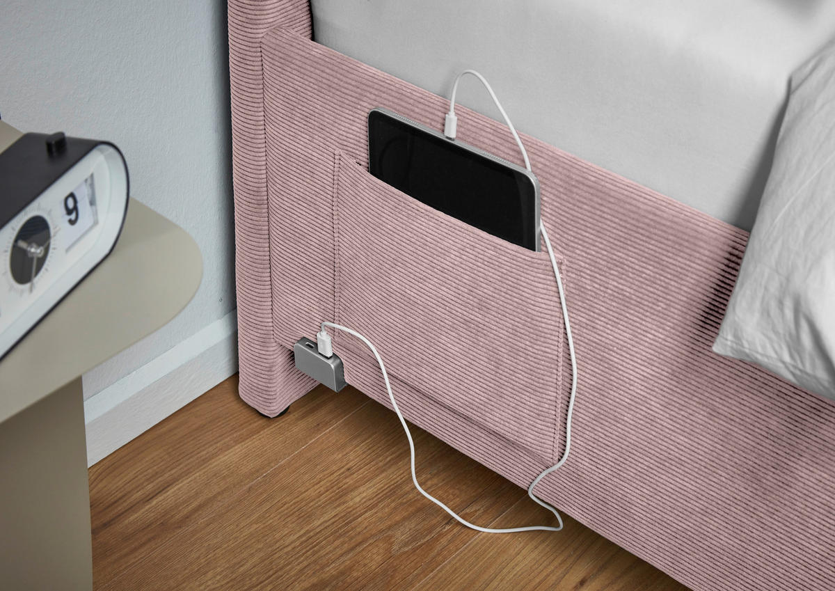 POLSTERLIEGE Cord Rosa  - Eichefarben/Rosa, KONVENTIONELL, Holz/Textil (140/200cm) - Stylife