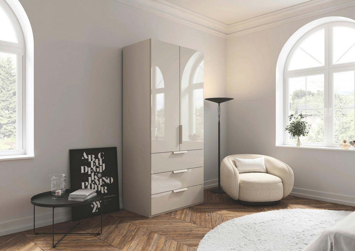 DREHTÜRENSCHRANK 101/235/61 cm,  in Champagner, 2-türig  - Champagner, Basics, Glas/Holzwerkstoff (101/235/61cm) - Novel